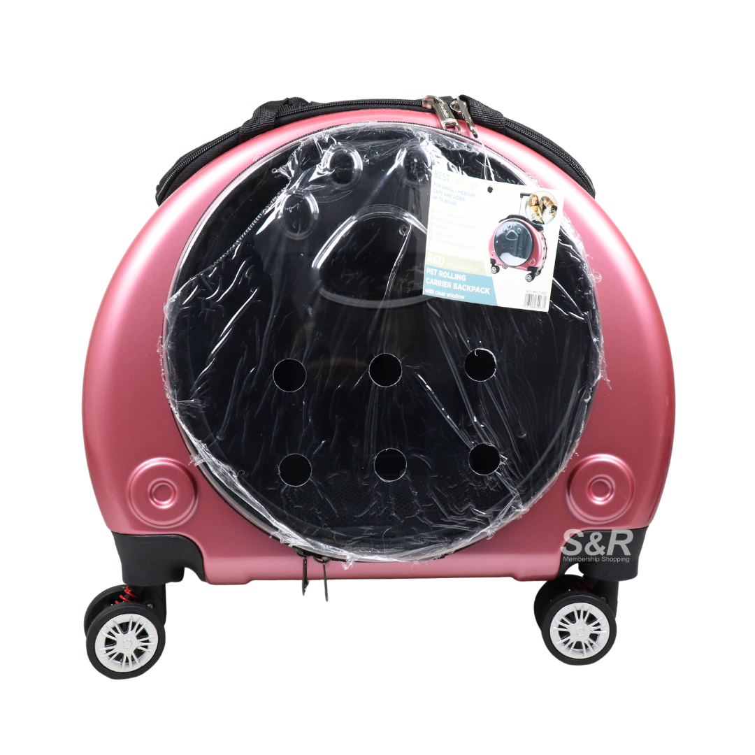 BestPawz Red Pet Rolling Carrier Backpack